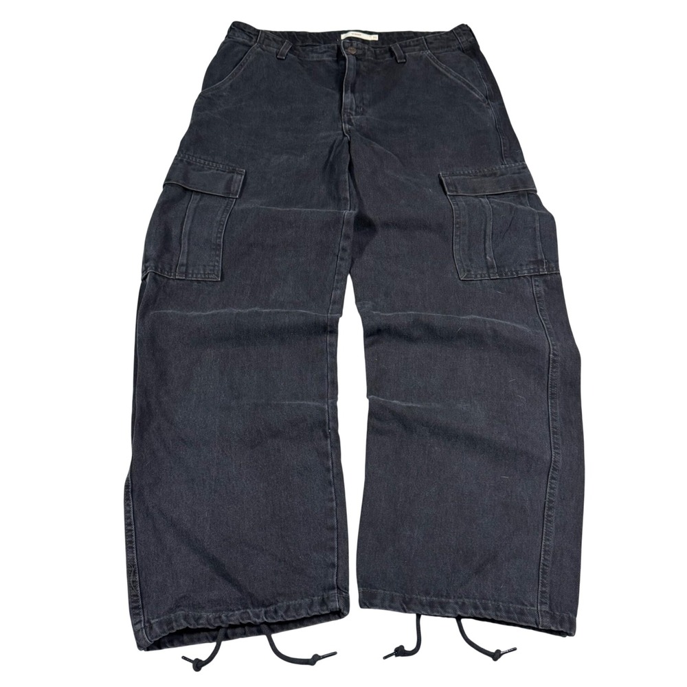 Levi's 94 Baggy Cargo Pant Women 31 Black Wide Leg Utility Streetwear A4707-0025